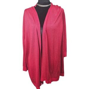 Verve Ami Womens 3X Red Metallic Shimmer Open Cardigan 3/4 Sleeve Lightweight